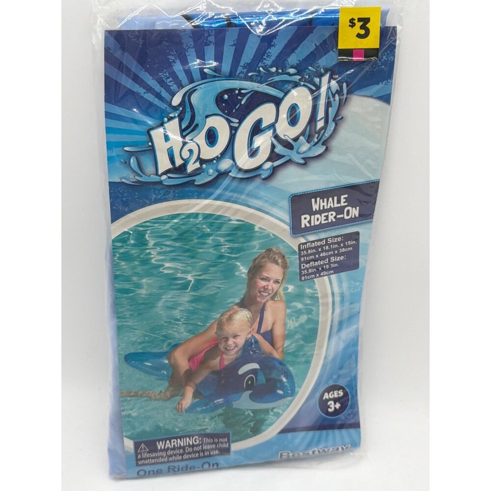 H2O Go Inflatable Whale Ride-On Pool Float For Kids Ages 3+ By Bestway